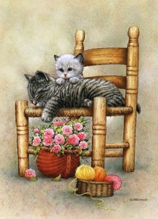 Набор для вышивания «Котята отдыхают на стуле»