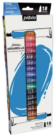 Краска акварель PEBEO Studio Aquarelle, 18 цв., 12 мл