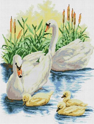 Алмазная вышивка «Лебединое семейство» Алмазная вышивка «Лебединое семейство»