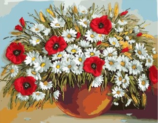 Картина по номерам «Ромашки и маки» Картина по номерам «Ромашки и маки»