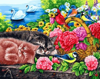 Картина по номерам «Корзина с цветами»
