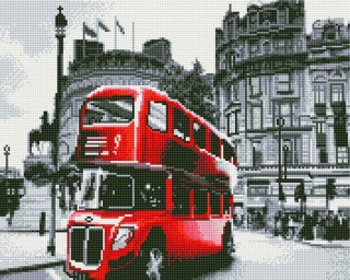 Алмазная вышивка «Красный автобус в Лондоне»