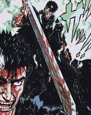 Картина по номерам «Берсерк Berserk манга аниме: Гатс 40x50»