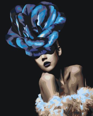 Картина по номерам «Девушка с синим цветком»