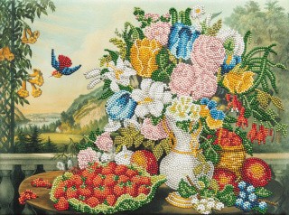 Алмазная вышивка «Пейзаж - Фрукты и Цветы. Фрэнсис Флора Бонд Палмер»