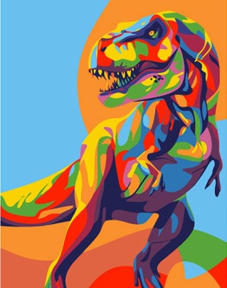 Картина по номерам «Радужный динозавр» (мини-раскраска)