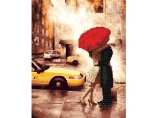 Алмазная картина-раскраска «Счастье под красным зонтом»