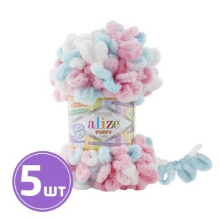 Пряжа ALIZE Puffy color (6377), мультиколор, 5 шт. по 100 г Пряжа ALIZE Puffy color (6377), мультиколор, 5 шт. по 100 г