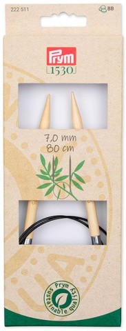 Спицы круговые Prym 7 мм, 80 см, бамбук, натуральный