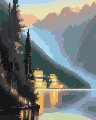 Картина по номерам «У подножья гор» Картина по номерам «У подножья гор»