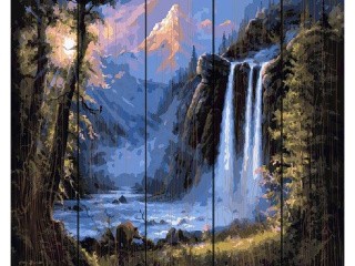 Картина по номерам по дереву Paintboy «Водопад в тайге»