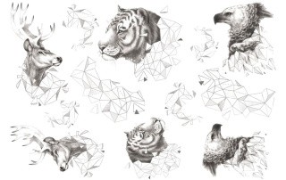 Бумага рисовая «Животные. Графика», 32х22 см Бумага рисовая «Животные. Графика», 32х22 см