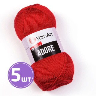 Пряжа YarnArt Adore (371), алый, 5 шт. по 100 г Пряжа YarnArt Adore (371), алый, 5 шт. по 100 г