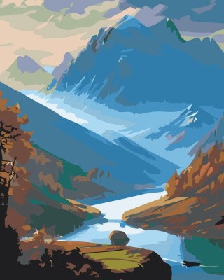 Картина по номерам «Горный пейзаж с рекой»