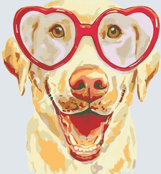 Картина по номерам «Пес в сердечках» Картина по номерам «Пес в сердечках»