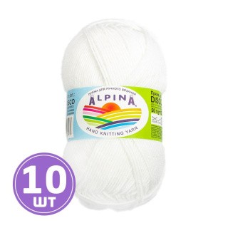 Пряжа Alpina DISCO (02), белый, 10 шт. по 50 г Пряжа Alpina DISCO (02), белый, 10 шт. по 50 г