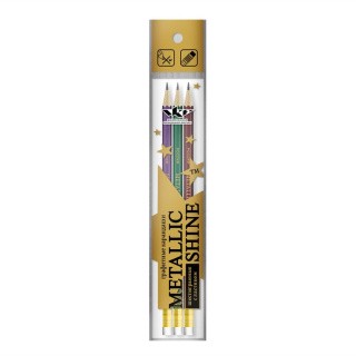 Набор графитных карандашей ВКФ «Metallic shine» с ластиком ОПП ТМ (HB), 3 шт.