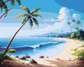 Картина по номерам «Море: Тропический пляж с пальмами»