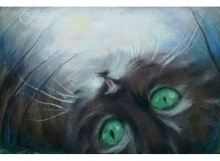 Картина шерстью «Лунный кот»