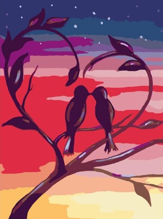 Картина по номерам «Пара птичек»