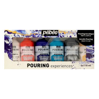 Краски Pebeo набор красок жидкого акрила для техники Флюид Арт 6x118 мл