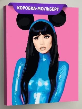 Картина по номерам «Девушка в латексе с ушками, бдсм 40x50»