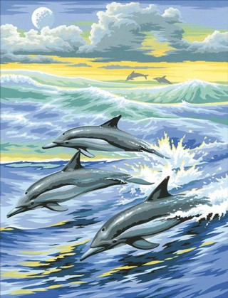 Алмазная вышивка «Семья дельфинов»