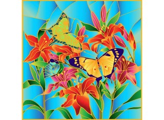 Витраж-раскраска «Бабочки»