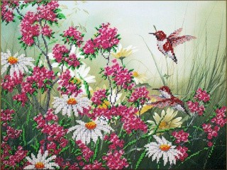 Набор вышивки бисером «Колибри и ромашки» Набор вышивки бисером «Колибри и ромашки»