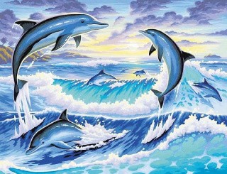 Алмазная вышивка «Дельфины»