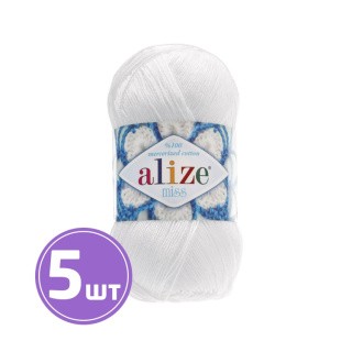 Пряжа ALIZE Miss (55), белый, 5 шт. по 50 г