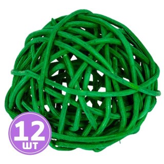 Шар декоративный из ротанга d 5 см, 12 шт., цвет: №07 зеленый, Blumentag