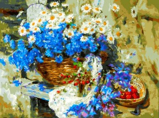Картина по номерам «Корзина полевых цветов»