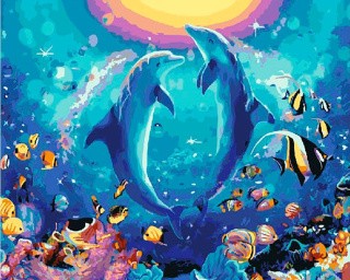 Картина по номерам «Дельфиньи игры»