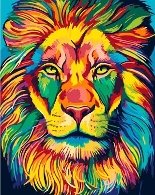 Картина по номерам «Красочный лев»