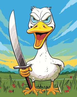 Картина по номерам «Гусь ножом грозюсь» Картина по номерам «Гусь ножом грозюсь»