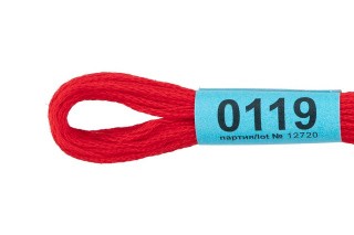 Нитки для вышивания Gamma мулине, 24 шт. по 8 м, цвет: 0119 ярко-красный