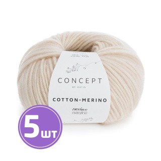 Пряжа Katia COTTON MERINO (101), кремовый, 5 шт. по 50 г