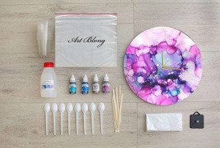 Набор для рисования алкогольными чернилами Часы, Art Blong Набор для рисования алкогольными чернилами Часы, Art Blong