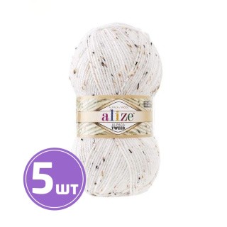 Пряжа ALIZE Alpaca tweed (55), ультра белый, 5 шт. по 100 г