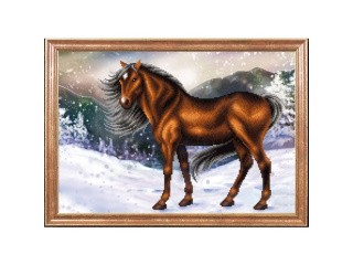 Рисунок на ткани «Конь на снегу»
