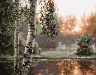 Картина по номерам «Закат в лесу»