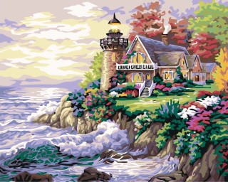 Картина по номерам «Дом с маяком у моря»