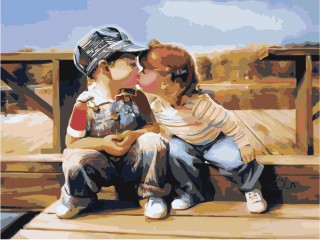 Картина по номерам «Детский поцелуй»