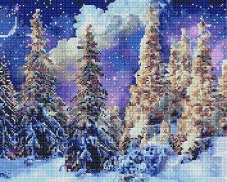 Алмазная вышивка «Ночь в зимнем лесу»