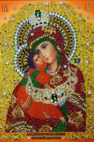 Набор вышивки хрустальными камнями «Богородица Владимирская»