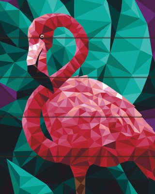 Картина по номерам по дереву Flamingo «Фламинго (полигональный стиль)»