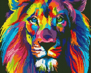 Алмазная вышивка «Цветной лев»