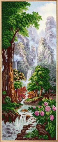 Рисунок на ткани «Водопад. Хрустальный кулон»