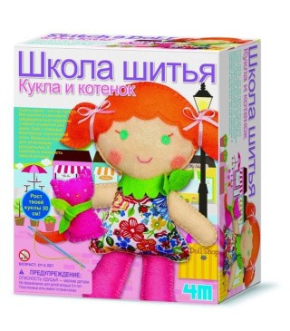 Школа шитья «Кукла и котенок», набор 4M Школа шитья «Кукла и котенок», набор 4M
